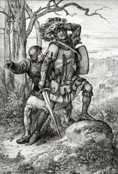 Duque Leopoldo I de Austria, Señor de Habsburgo salva por uno de sus compañeros en la Batalla de Morgarten el 15 de noviembre de 1315 contra los confederados suizos, Suiza (la Batalla de Morgarten el 15 de noviembre de 1315, Leopoldo I, Duque de Austria sa