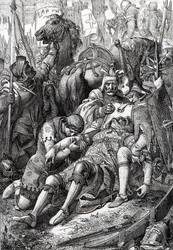 El rey Guillermo el Conquistador es herido por su hijo Roberto II de Normandía dit Courteheuse (1051-1134) en la fortaleza de Gerberoy