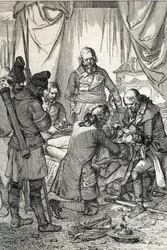 Insurrección de Kosciuszko: El héroe polaco Tadeusz Kosciuszko (1746-1817) herido en la batalla de Maciejowice contra los rusos