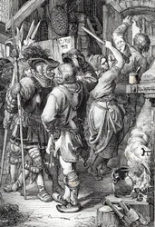 La huida de Gustavo I Vasa (o Gustavo Vasa) (1496-1560) (futuro rey de Suecia) se disfraza de campesino para escapar de Dinamarca