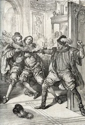 Guerra de los Cuatro Veinte Años (1568-1648): "El asesinato de Guillermo de Orange llamado Guillermo el Taciturno (1533-1584) el 10/07/1584 por Baltasar Gerard durante la Guerra de los Ochenta Años (u 80 años) (revuelta de Gueux o revuelta holandesa)" (Ase