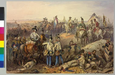 Primera guerra de coalición. 18.3.1793: Karl batalla de Neerwinden 1793 (acuarela)