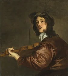 Un hombre tocando el violín, posiblemente un retrato del artista