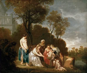 Moisés salvado del río (pintura sobre lienzo)