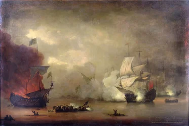 Combate naval entre el HMS "Mary Rose" de la Royal Navy y siete piratas argelinos frente a las costas de Tánger (Marruecos), el 8 de diciembre.