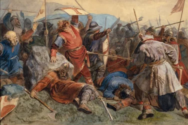 La caída de san Olav en la batalla de Stiklestad