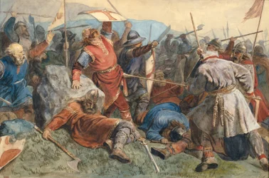 La caída de san Olav en la batalla de Stiklestad