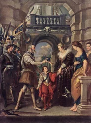 El rey Enrique IV de Francia con María de Médicis en el siglo XVI (litografía)