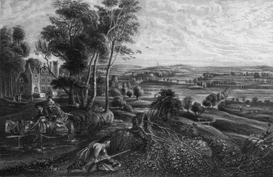 Paisaje y figuras (grabado)