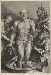 La muerte de Séneca, grabado por Alexander Voet II