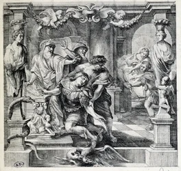 La muerte de Aquiles, después de Pierre Paul Rubens (1577-1640), Flandes