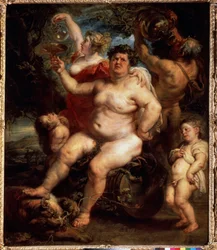 Baco (Baco). Pintura de Peter Paul (Pierre-Paul) Rubens (o Peter Paul o Petrus Paulus) (1577-1640). Óleo sobre tela