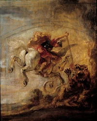 Belerofonte monta a Pegaso a través de su lanza la quimera Pintura de Pierre Paul Rubens (1577-1640)