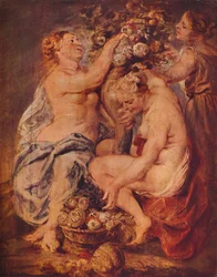 Ceres y dos ninfas con una cornucopia, c1617