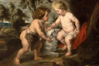 El pequeño Jesús con el niño Juan