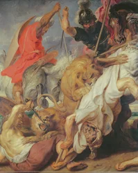 Detalle de La caza del león, 1621