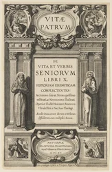 Frontispicio de "Vidas de los Padres" por Heribert Rosweyde, grabado por Theodor Galle