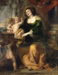 Alemán: Die Heilige Cäcilie Santa Cecilia tocando la virginal