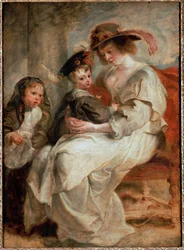 Helene Fourment con sus hijos (óleo sobre madera)