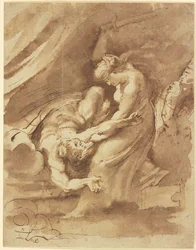 Judith decapitando a Holofernes, c.1609-10 (tinta y aguada sobre papel)