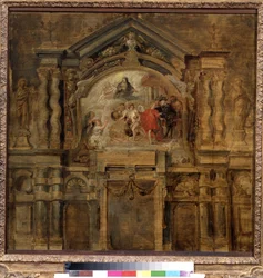La apoteosis de la infanta Isabel de España (1566-1633) (La apoteosis de la infanta Isabel). Pintura de Peter Paul (Pierre-Paul) Rubens (o Peter Paul o Petrus Paulus) (1577-1640). Óleo sobre tabla, 69 x 70 cm