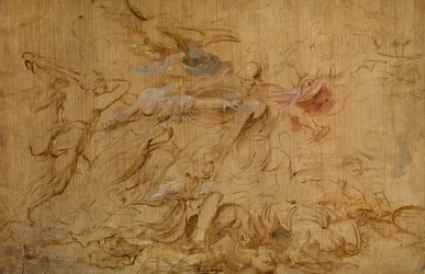 Minerva y Hércules sujetando a Marte (óleo sobre tabla)
