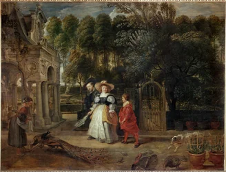 Peter Paul Rubens y su segunda esposa Helene Fourment en el jardín (óleo sobre lienzo)