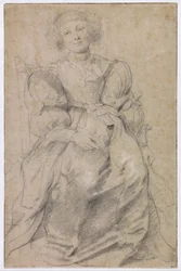 "Retrato de Helene Fourment (1614-1673)" (Retrato de Helene Fourment), c.1630-1631 (sanguina)