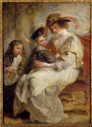 Retrato de Helene Fourment (1614-1673), la segunda esposa del pintor con los dos hijos de la pareja 1634