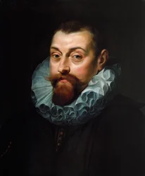 Retrato de un hombre, busto, con traje oscuro y gorguera blanca, c.1597-99