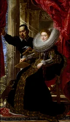 Retrato de una joven aristócrata con un enano