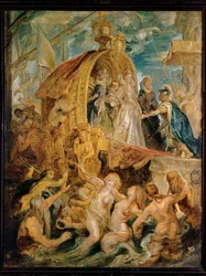 Recepción de la recién casada María de Médicis en el puerto de Marsella Cobre (pintura sobre cobre)