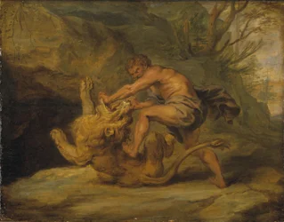 Sansón y el león. Estudio