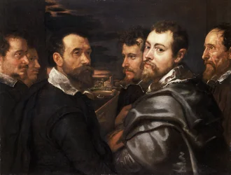 Autorretrato en un círculo de amigos de Mantua