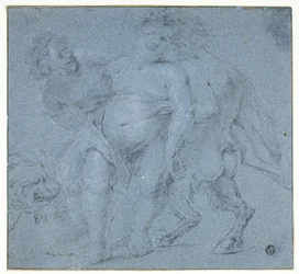 Silenus apoyado por dos sátiros