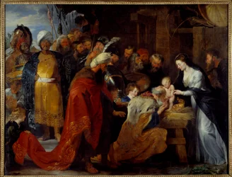 La Adoración de los Magos. Pintura de Pierre Paul Rubens (1577-1640) 1617 Lyon, Museo de Bellas Artes