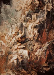 La caída de los condenados (pintura sobre madera de roble)