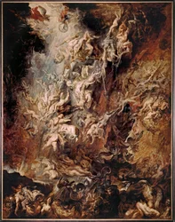 La caída de los condenados (pintura sobre madera de roble)
