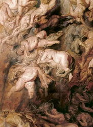 La caída de los condenados (pintura sobre madera de roble)
