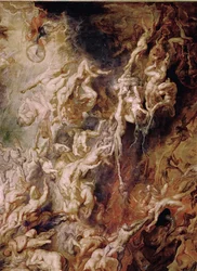 La caída de los condenados (pintura sobre madera de roble)
