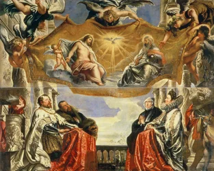 La familia Gonzaga en adoración de la Santísima Trinidad