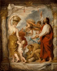 Los israelitas recogiendo maná en el desierto