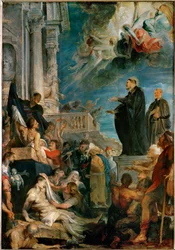 Los milagros de San Francisco Javier (pintura sobre madera)