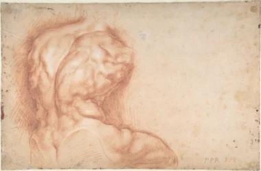 La Virgen adorada por santos (recto); Estudio del Torso del Belvedere (verso)