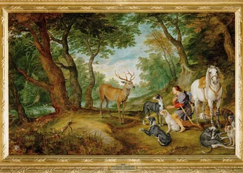 La visión de San Huberto (pintura sobre lienzo)