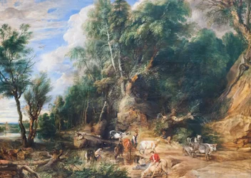 El abrevadero, c.1615-22 (óleo sobre roble)