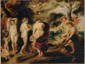 El juicio de París (pintura sobre madera de roble)