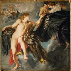 Zeus y Ganímedes (óleo sobre lienzo)