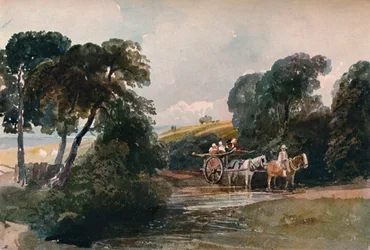 Carro de heno cruzando un arroyo, c1824