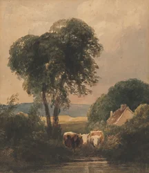 Paisaje galés con ganado